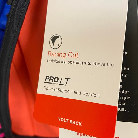 Speedo Women's Pro LT Volt Back Racing Cut Blue Pink One Piece Swimsuit 12/38 - Picture 6 of 7